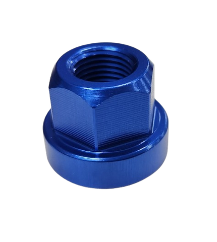 BICYCLE PARTS - ALLOY HUB AXLE NUT - 3/8 FLANGE TYPE, BLUE