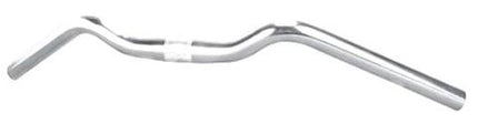 BICYCLE PARTS - HANDLEBAR 25.4MM, 61CM WIDE, 26MM RISE, 33DEG SWEEP, ALLOY SILVER