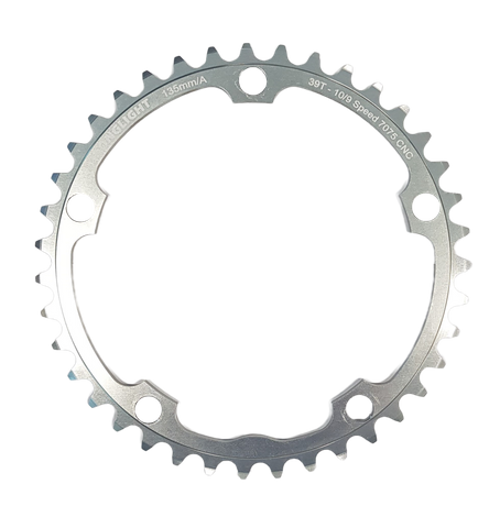 BICYCLE PARTS - CHAINRING - ROAD STRONGLIGHT , 39T, 7075 - T6, SILVER, CAMPAG 9/10SPD - 135 BCD, 5 HOLE