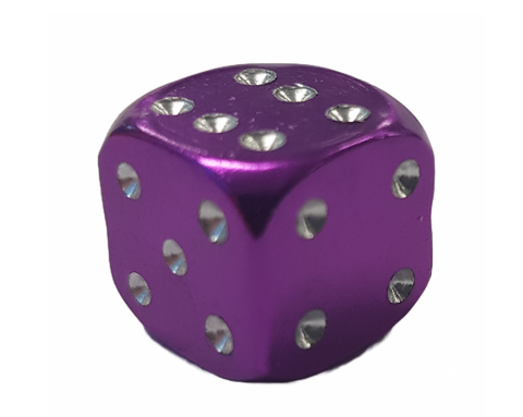 BICYCLE PARTS - VALVE CAP DICE ALLOY PURPLE 12MM A/V