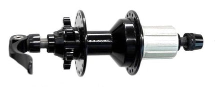BICYCLE PARTS - HUB, 8/10 SPEED Q/R BLACK 40H HYBRID (135MM OLD) 6 BOLT DISC
