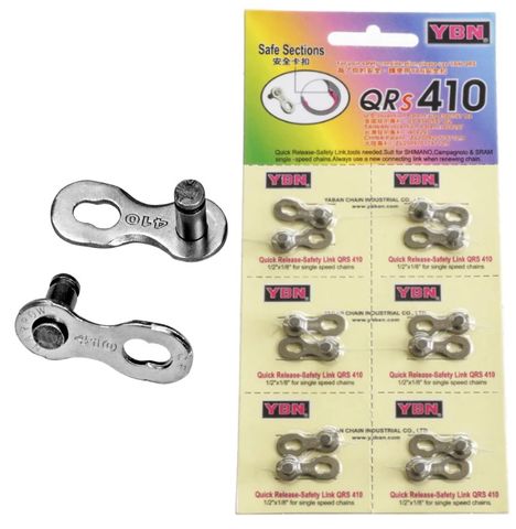 BICYCLE PARTS - LINKS - MISSING LINKS, SINGLE SPEED 1/2 X 1/8 , QR410 (6 PER CARD)