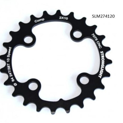 BICYCLE PARTS - CHAINRING - MTB STRONGLIGHT , 22T, 7075 CNC BLACK SHIMANO - 64MM BCD, 4 HOLE FOR 10 SPD