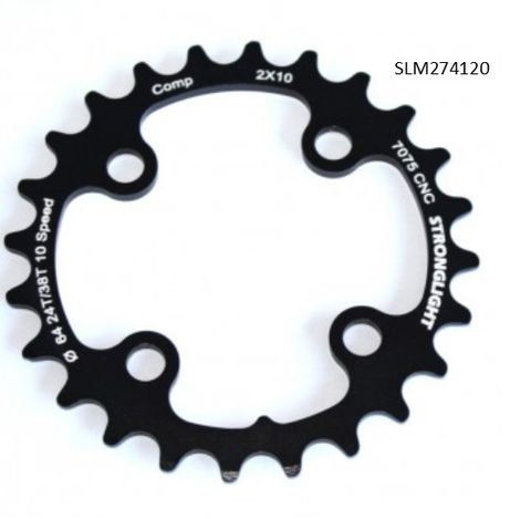 BICYCLE PARTS - CHAINRING - MTB STRONGLIGHT , 22T, 7075 CNC BLACK SHIMANO - 64MM BCD, 4 HOLE FOR 10 SPD