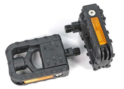 BICYCLE PARTS - PEDALS 9/16 FOLDING, BLACK FIBERGLASS/NYLON PLATFORM