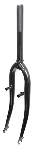 BICYCLE PARTS - FORK 26, THREADED 100MM, 1.1/8 (ID 25.4, STEM 230MM) WITH PIVOTS, MTB, STEEL. BLACK - (AXLE TO CROWN 400MM)