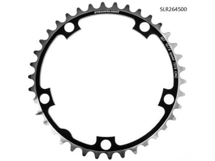 BICYCLE PARTS - CHAINRING - ROAD STRONGLIHT , 38T, 7075 CNC BLACK - 130MM BCD, 5 HOLE FOR 9/10 SPD