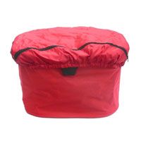 BICYCLE PARTS - BASKET - FRONT, FABRIC, Q/R, COLLAPSIBLE HANDLE & BASKET, DUAL ACCESS LID, INCLUDES WATERPROOF COVER, RED
