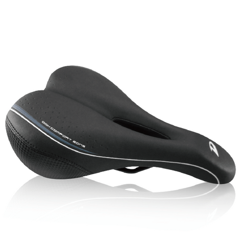 BICYCLE PARTS - SADDLE, VINYL TOP, BLACK PC W/MEMORY FOAM, W/DDK LOGO, STEEL BLACK RAIL L:273 W:175MM, MADE IN TAIWAN