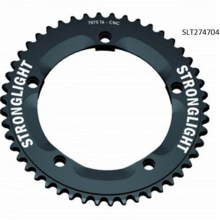 BICYCLE PARTS - CHAINRING - TRACK STRONGLIGHT , 47T, 7075 CNC BLACK - 144MM BCD, 5 HOLE FOR TRACK 1/2 X 1/8 SPD