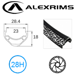 BICYCLE PARTS - RIM 29ER X 23MM - ALEX MD23 - 28H - (622 X 23) - PRESTA VALVE - DISC BRAKE - D/W - BLACK - EYELETED - TUBELESS READY
