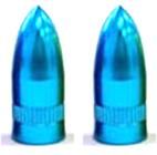 BICYCLE PARTS - VALVE CAP - MISSILE BLUE 2PCE