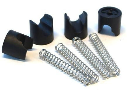 BICYCLE PARTS - SPARE RUBBER BOOTS AND SPRINGS FOR REAR MESH BASKET STEEL QR WITH HANDLE. SET OF 4