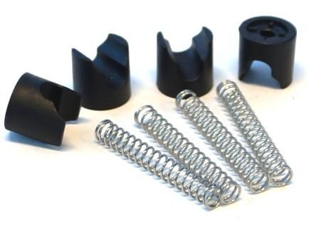 BICYCLE PARTS - SPARE RUBBER BOOTS AND SPRINGS FOR REAR MESH BASKET STEEL QR WITH HANDLE. SET OF 4