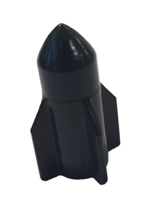 BICYCLE PARTS - VALVE CAP BLACK 28MM GUIDED MISSILE, A/V