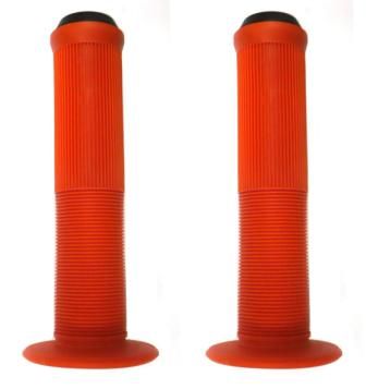 BICYCLE PARTS - GRIPS 140MM W/FLANGE AND END PLUGS, ORANGE