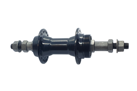 BICYCLE PARTS - HUB ALLOY SCREW ON NUTTED BLACK 36H (135MM OLD)