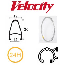 BICYCLE PARTS - RIM 700C X 14MM - VELOCITY DEEP V - 24H - (622 X 14) - PRESTA VALVE - RIM BRAKE - D/W - SILVER (ANODISED) - MSW
