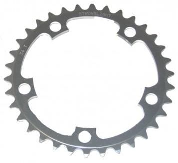 BICYCLE PARTS - CHAINRING - ROAD STRONGLIGHT , 36T, 5083 SILVER - 110MM BCD, 5 HOLE FOR 9/10 SPD