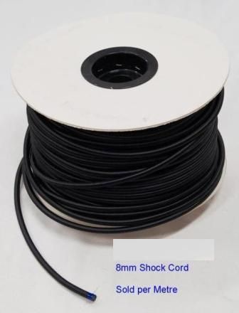 BICYCLE PARTS - BUNGEY CORD - LITTLE GRIPPA, 8MM SHOCKCORD, 3 METRE LENGTH WITH CLASP
