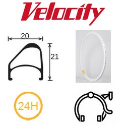 BICYCLE PARTS - RIM 700C X 14MM - VELOCITY AEROHEAD OC - 24H - (622 X 14) - PRESTA VALVE - RIM BRAKE - D/W - WHITE (POWDER COATED) - MSW - OCR
