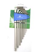 BICYCLE PARTS - HEX KEY WITH BALL END SET W/HOLDER, 1.5, 2, 2.5, 3, 4, 5, 6, 8, 10 SILVER