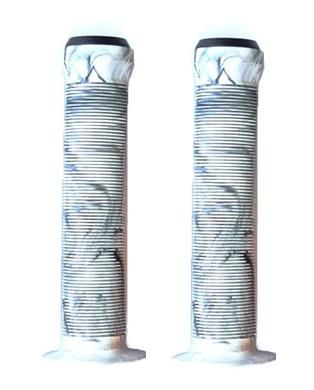 BICYCLE PARTS - GRIPS WHITE/BLACK 2 COLOR MIX, KRATON RUBBER, L147MM