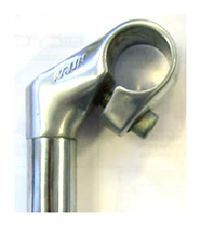 BICYCLE PARTS - QUILL STEM - 40MM EXT, 45 DEGREE, 220MM HEIGHT., 22.2MM DIA., 25.4MM BB, SILVER