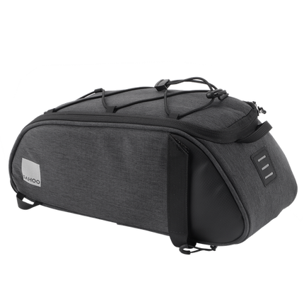 BICYCLE PARTS - SAHOO RACK TOP BAG, 7L, MAIN POCKET, 2 SIDE ZIPPERED POCKETS, WATER BOTTLE POCKET, L39/W15/H17CM , VELCRO ATTACH, BLACK, 600D NYLON