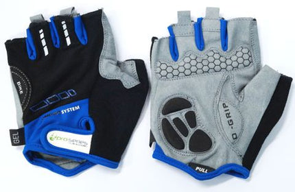 BICYCLE PARTS - BLACK WITH BLUE TRIM GLOVES - PRO SERIES, AMARA PALM LYCRA TOWEL WITH GEL PADDING SMALL