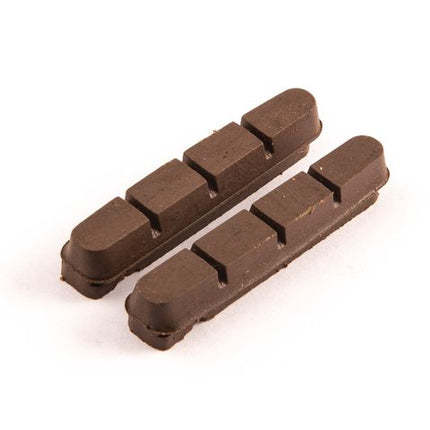 BICYCLE PARTS - BRAKE PADS ONLY - FOR CARBON RIMS, SHIMANO COMPATIBLE, 53MM, BROWN (SOLD IN PAIRS)