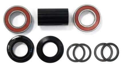 BICYCLE PARTS - BOTTOM BRACKET SET - FOR 22MM, MID TYPE, DOES NOT INCLUDE SPINDLE, WITH SEALED BEARINGS, SET OF 9 PIECES, BLACK