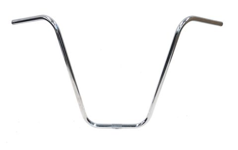 BICYCLE PARTS - HANDLEBAR 22.2MM, 91CM WIDE, 500MM RISE, HI - RISE, STEEL CP SILVER (ALSO AVAILABLE ITEM 2604 22.2 - 25.4 SLEEVE)