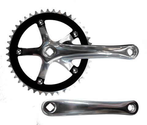 BICYCLE PARTS - SINGLE C/W SET, 3/32 X 44T, ALLOY, BLACK, ALLOY 165MM SILVER CRANK 130 BCD