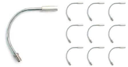 BICYCLE PARTS - CABLE GUIDE 135 DEGREE ANGLE NOODLE, SILVER (BAG OF 10)