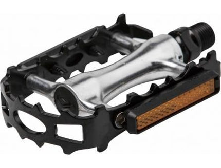 BICYCLE PARTS - PEDALS, MTB, ALLOY, 9/16 AXLE, TOE CLIP & STRAP COMPATIBLE (BUT NOT INC)