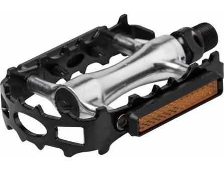 BICYCLE PARTS - PEDALS, MTB, ALLOY, 9/16 AXLE, TOE CLIP & STRAP COMPATIBLE (BUT NOT INC)