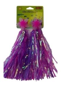 BICYCLE PARTS - STREAMERS WINDMILL FLOWER DESIGN, PINK PURPLE SILVER