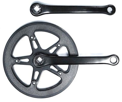 BICYCLE PARTS - CHAINWHEEL SET 152MM X 3/32 - 40T, WITH DOUBLE PLASTIC GUARD, DIAMOND TAPER BLACK