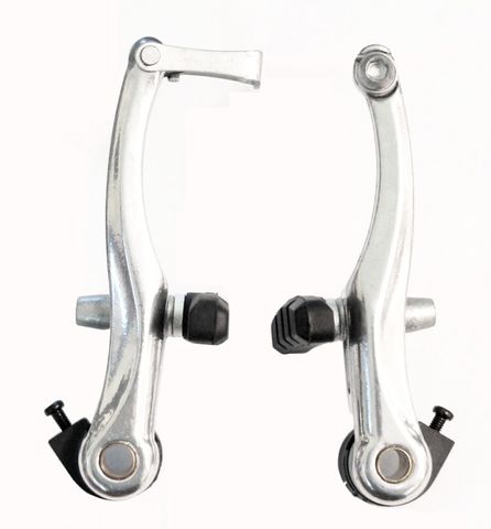 BICYCLE PARTS - BRAKE V BRAKE SET, 110MM ARMS, ALLOY, DUAL SPRING TENSION, SILVER (FRONT & REAR)