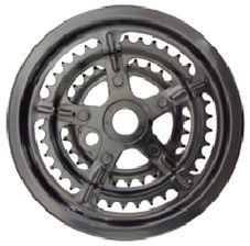 BICYCLE PARTS - TRIPLE CHAINWHEEL - FOR OPC, STEEL,   1/2 X 3/32 , 48/38/28T, WITH GUARD, BLACK