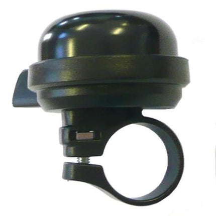 BICYCLE PARTS - BELL - ALLOY, PLASTIC BASE, BLACK, 40MM DIAMETER, FITS 25.4MM BB