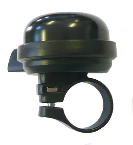 BICYCLE PARTS - BELL - ALLOY, PLASTIC BASE, BLACK, 40MM DIAMETER, FITS 25.4MM BB