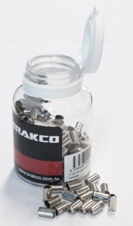 BICYCLE PARTS - BRASS END CAP FOR BRAKE/GEAR, DIAMETER 5MM, SILVER, (200PCS PER BOTTLE)