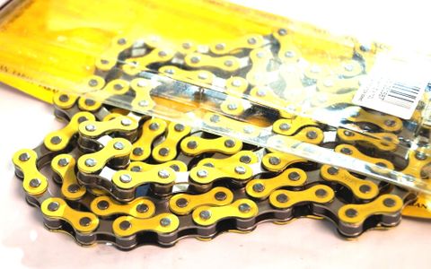 BICYCLE PARTS - CHAIN 1/2 X 1/8 X 112L, SINGLE SPEED, NICKEL, YELLOW (YBN S - 410)