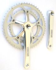 BICYCLE PARTS - CHAINWHEEL SET 170MM X 53/39T, 130 BCD, REPLACEABLE CHAIN RINGS, DIAMOND TAPER SILVER