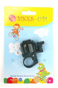 BICYCLE PARTS - BELL - ALLOY, FLICK BELL, BIKES UP, SMALL, BLACK, FITS 25.4MM BB