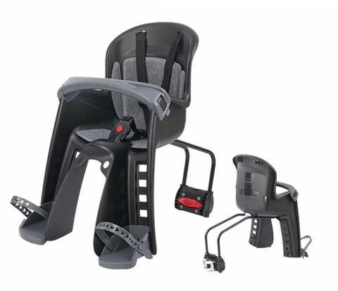 BICYCLE PARTS - BABY SEAT - POLISPORT BILBY JUNIOR, FRONT FACING WITH SEAT TUBE MOUNTING, UPTO 15KG, BLACK /GREY