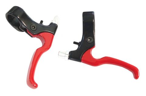 BICYCLE PARTS - BRAKE LEVERS - FOR CALIPER BRAKE, 2 FINGER TYPE, ALLOY, RED (SOLD IN PAIRS)