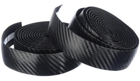 BICYCLE PARTS - HANDLEBAR CUSHION TAPE, BLACK, CARBON LOOK, GEL TAPE, W PLUGS
